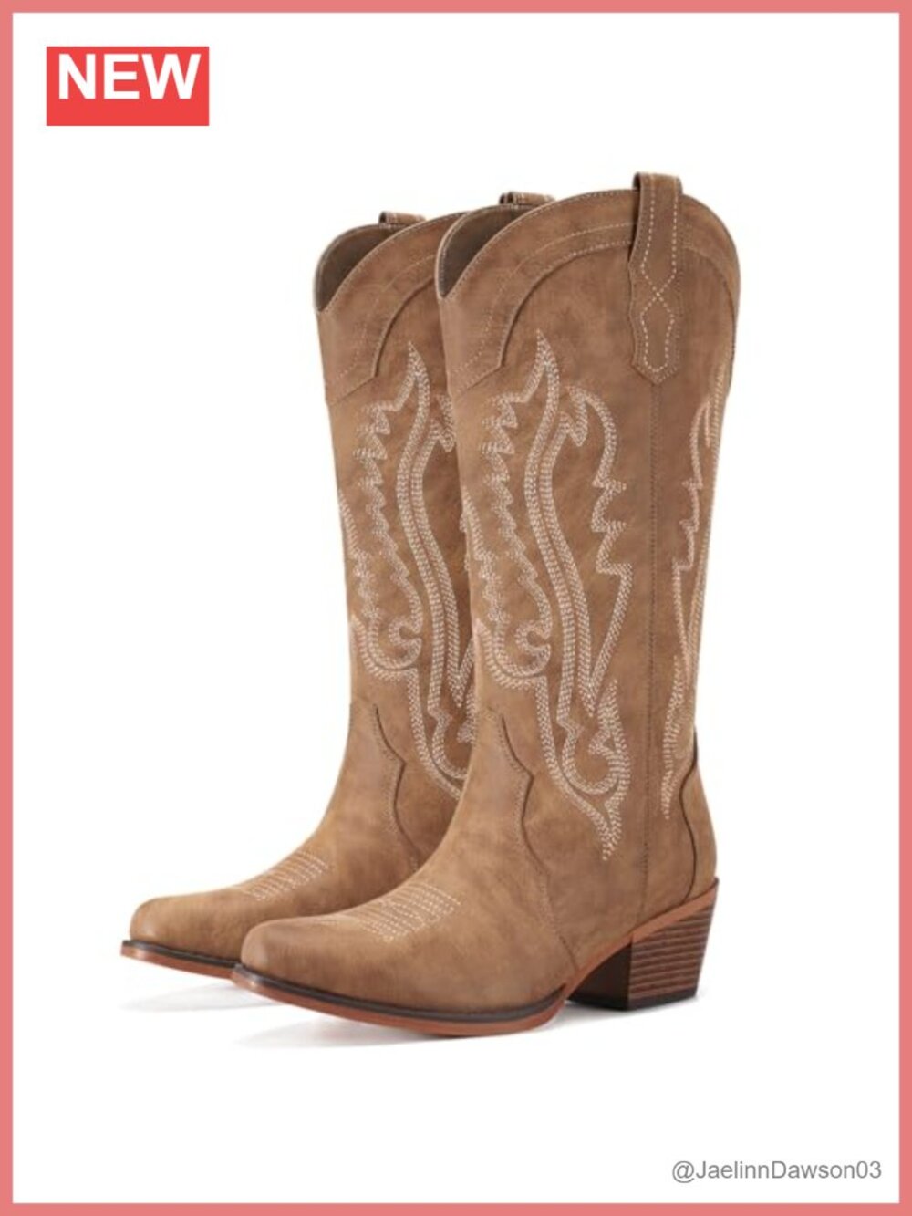 Cowboy Boots for Women Western Mid Calf Snip Toe Hand-Embroidered Comfort